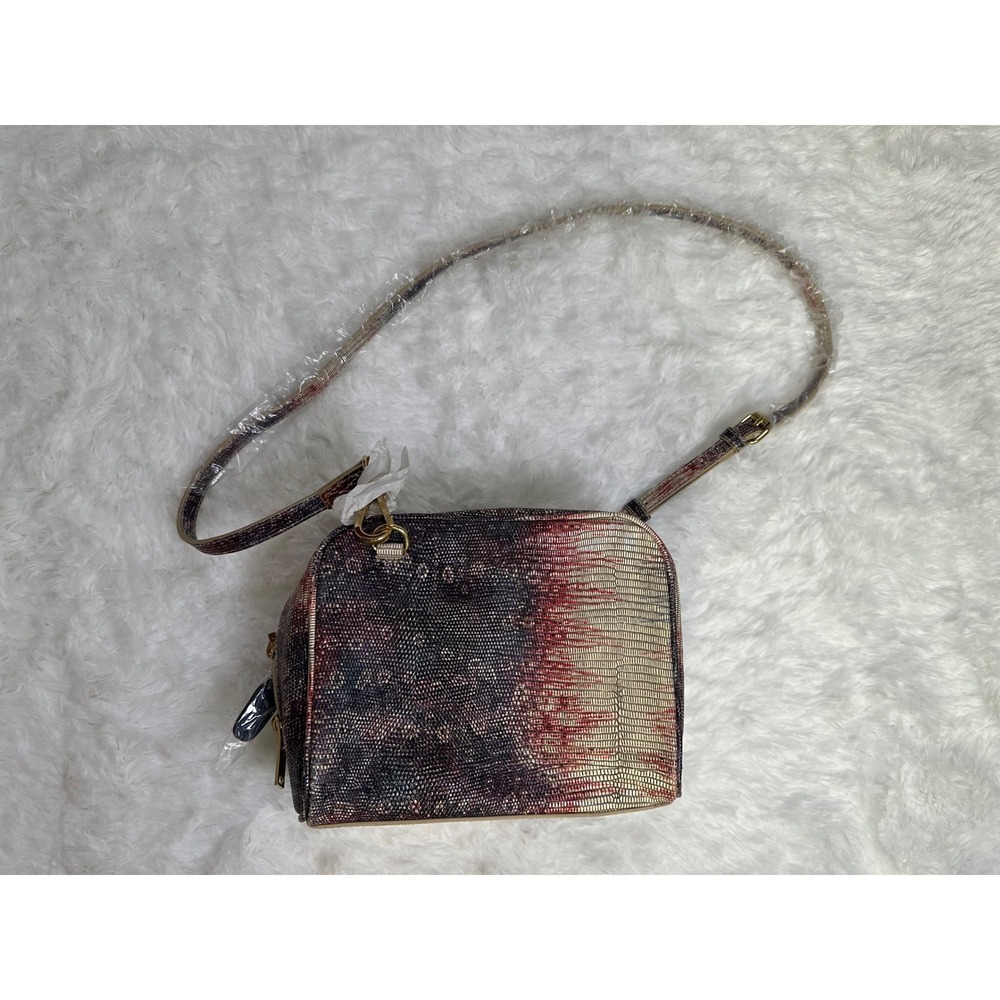 LOGO by Lori Goldstein Embossed Crossbody Handbag Purse Genuine‎ Leather